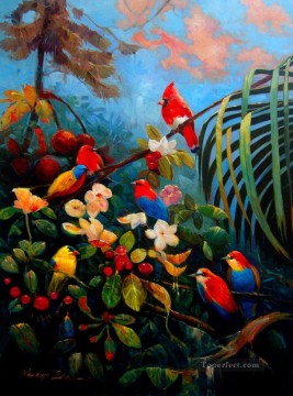 花 鳥 Painting - オウム 鮮やかな色の鳥